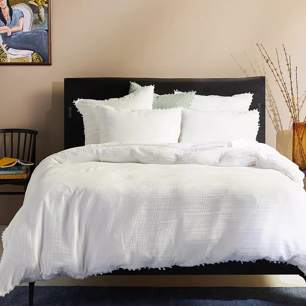 NWT Anthropologie Reversible Airy Gauze Queen Duvet Cover Z420